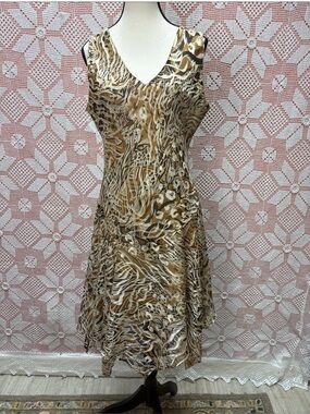 MISS NIKKY ANIMAL PRINT ABSTRACT DRESS 22” PTP